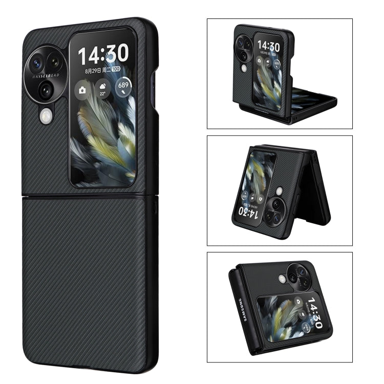Dark PU leather flip phone case with camera cutouts and visible kickstand.