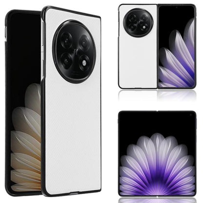 White PU leather phone case with large oval camera cutout, slim flip-style design.