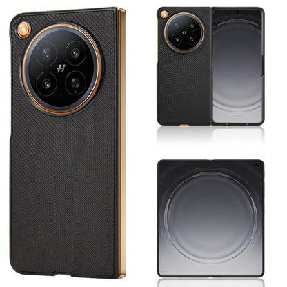 Black PU leather phone case with textured finish and circular camera cutout