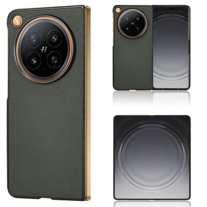 Green PU leather phone case with textured finish and circular camera cutout