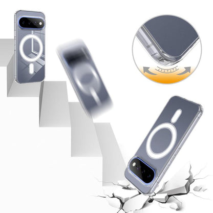 Clear MagSafe phone case with screen charging icon and protective bumper edges
