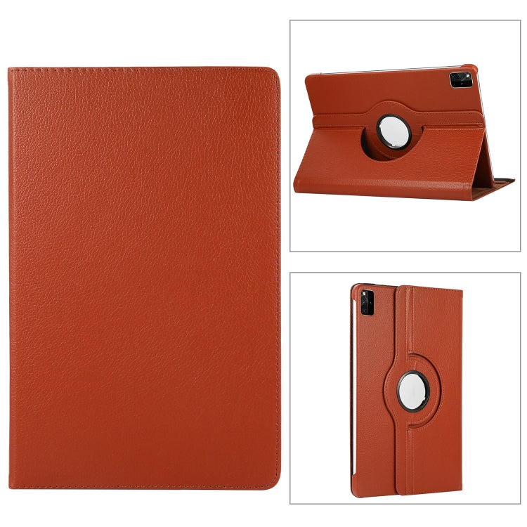 Litchi-texture leather tablet case with latching stand, rust orange