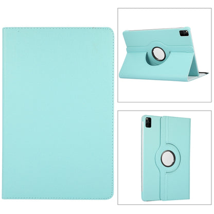 360 rotation litchi-texture leather tablet case with circular stand, mint blue