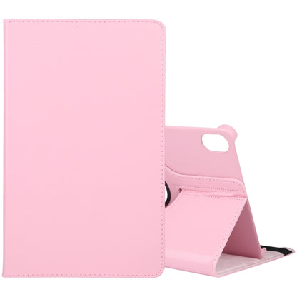 Litchi-texture leather tablet case with 360° rotating stand, rose pink.