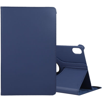 Litchi-texture leather tablet case with 360° rotating stand, dark blue.