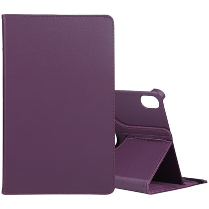360-degree rotating litchi texture leather tablet case in dark purple, folio stand