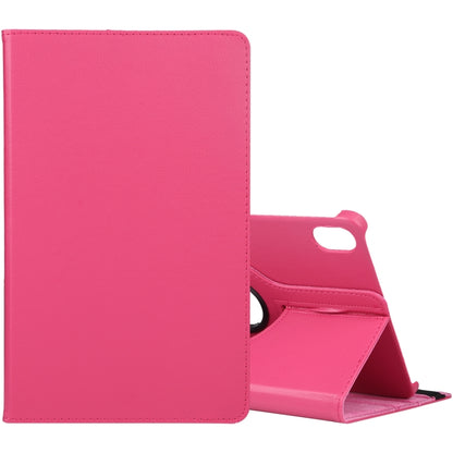360-degree rotating litchi texture leather tablet case in pink, folio stand