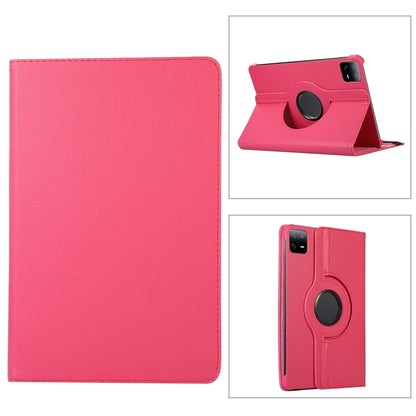 Litchi-texture leather tablet case with 360° rotating stand, pink.