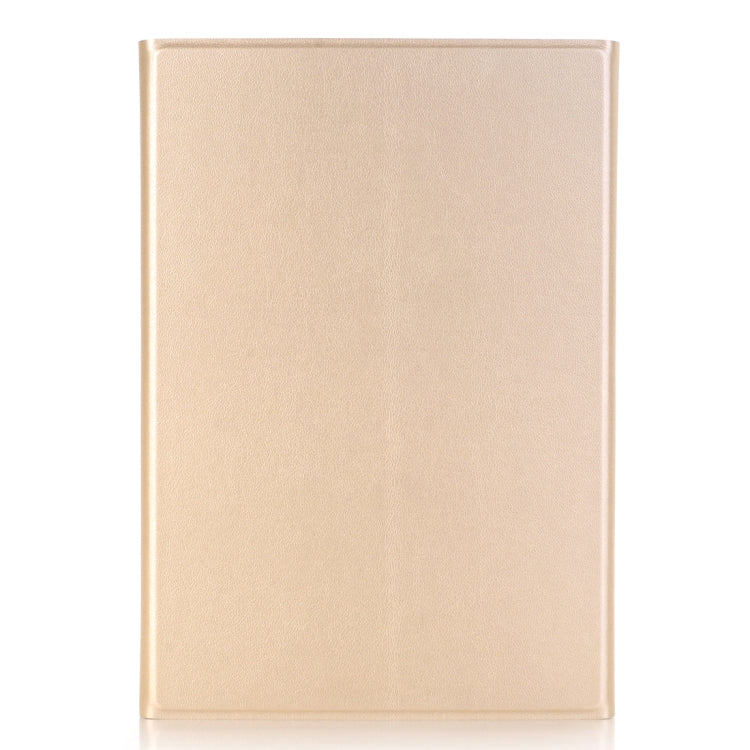 Gold tablet case back panel with minimal branding and smooth matte finish