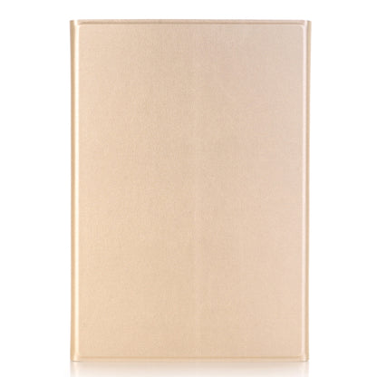 Gold tablet case back panel with minimal branding and smooth matte finish