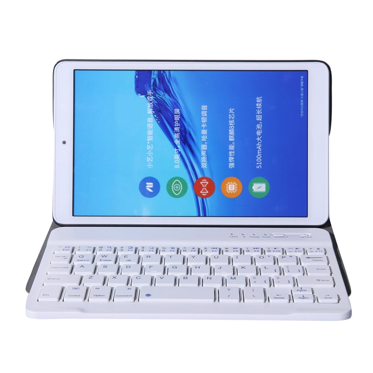 Gold tablet case with built-in keyboard, tablet screen facing outward