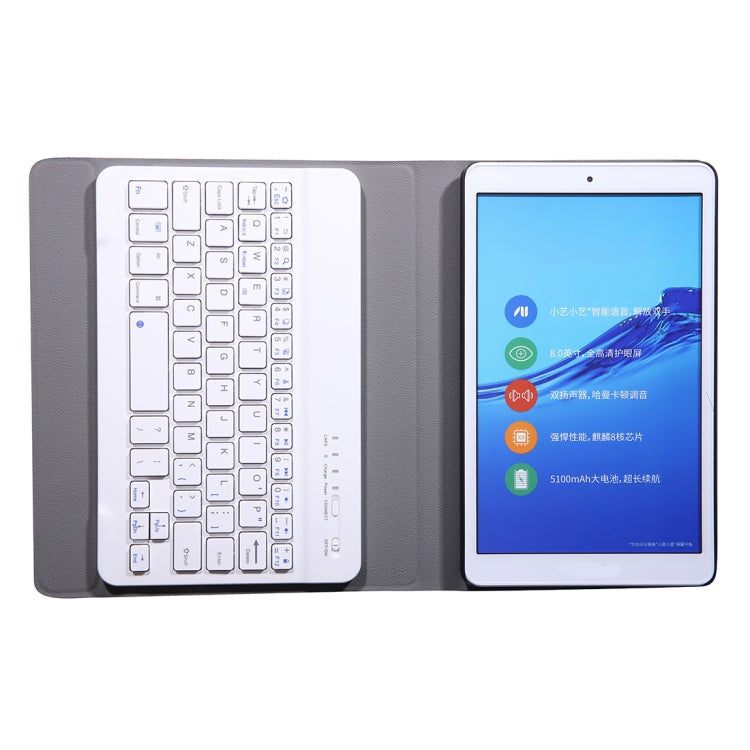 Gold tablet case with keyboard visible and tablet screen in landscape view
