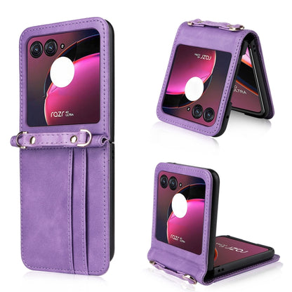 Crossbody Card Slot Leather Phone Case, For Motorola Razr 40 Ultra