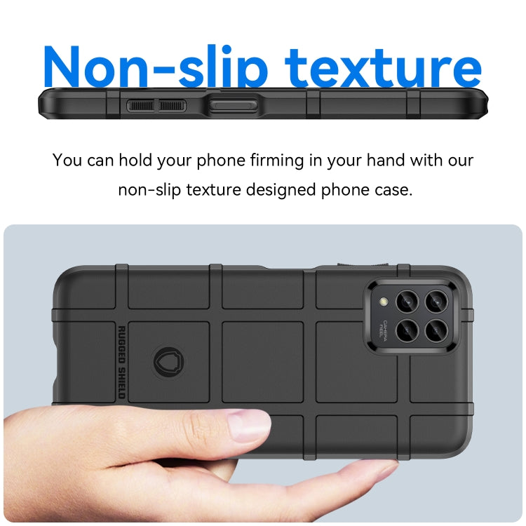 Black non-slip textured phone case with raised lip around screen and camera area.