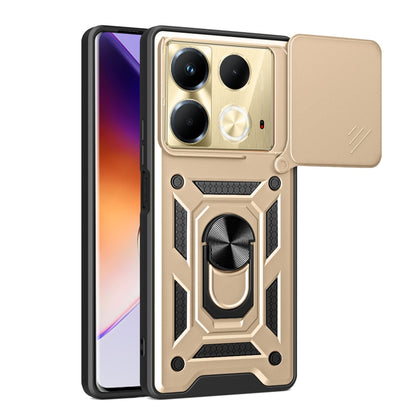 Beige sliding camera cover phone case with rugged armor design and camera cutouts