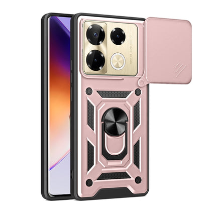 Rose pink sliding camera cover phone case with rugged armor design and camera cutouts