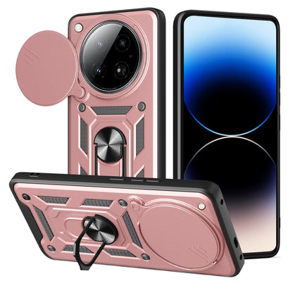 Pink phone case with sliding camera cover, rugged TPU+PC, kickstand ring holder