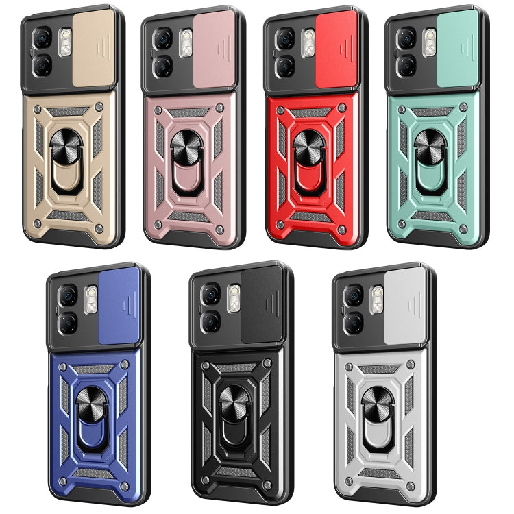Rugged sliding camera cover phone cases in multiple colors with ring stand