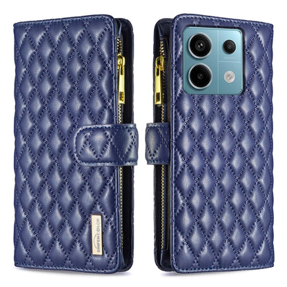 Diamond Lattice Zipper Wallet Leather Flip Phone Case, For Xiaomi Redmi Note 13, For Xiaomi Redmi Note 13 Pro+ 5G, For Xiaomi Redmi Note 13 Pro 5G