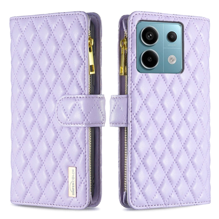 Diamond Lattice Zipper Wallet Leather Flip Phone Case, For Xiaomi Redmi Note 13, For Xiaomi Redmi Note 13 Pro+ 5G, For Xiaomi Redmi Note 13 Pro 5G