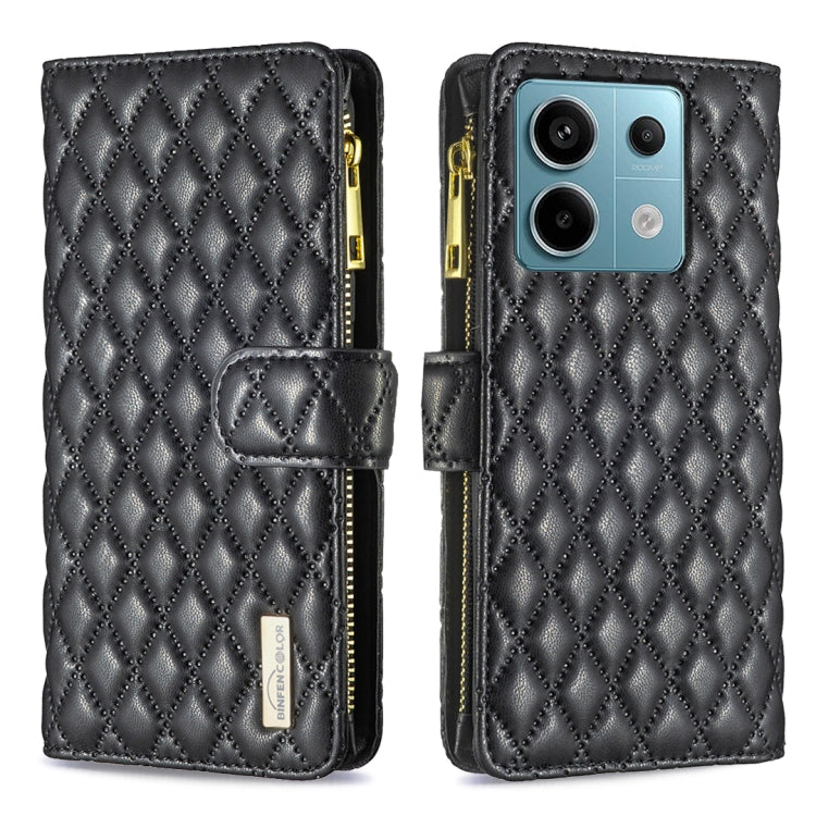 Diamond Lattice Zipper Wallet Leather Flip Phone Case, For Xiaomi Redmi Note 13, For Xiaomi Redmi Note 13 Pro+ 5G, For Xiaomi Redmi Note 13 Pro 5G