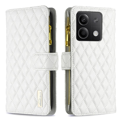 Diamond Lattice Zipper Wallet Leather Flip Phone Case, For Xiaomi Redmi Note 13, For Xiaomi Redmi Note 13 Pro+ 5G, For Xiaomi Redmi Note 13 Pro 5G