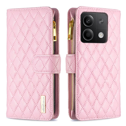 Diamond Lattice Zipper Wallet Leather Flip Phone Case, For Xiaomi Redmi Note 13, For Xiaomi Redmi Note 13 Pro+ 5G, For Xiaomi Redmi Note 13 Pro 5G