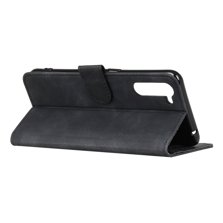 Black flip phone case folio with kickstand support and top cover flap for OnePlus Nord