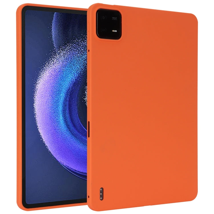 Orange TPU tablet case with camera cutout for a flat tablet back