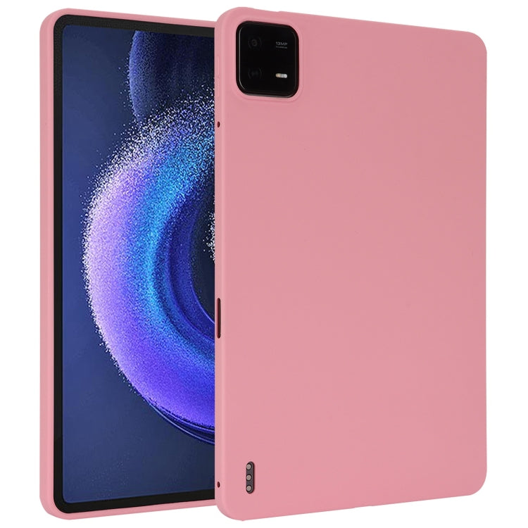 Pink TPU tablet case with camera cutout for a flat tablet back