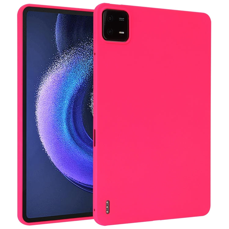 Hot pink TPU tablet case with camera cutout for a flat tablet back