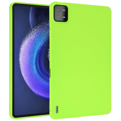 Neon green TPU tablet case with camera cutout for a flat tablet back