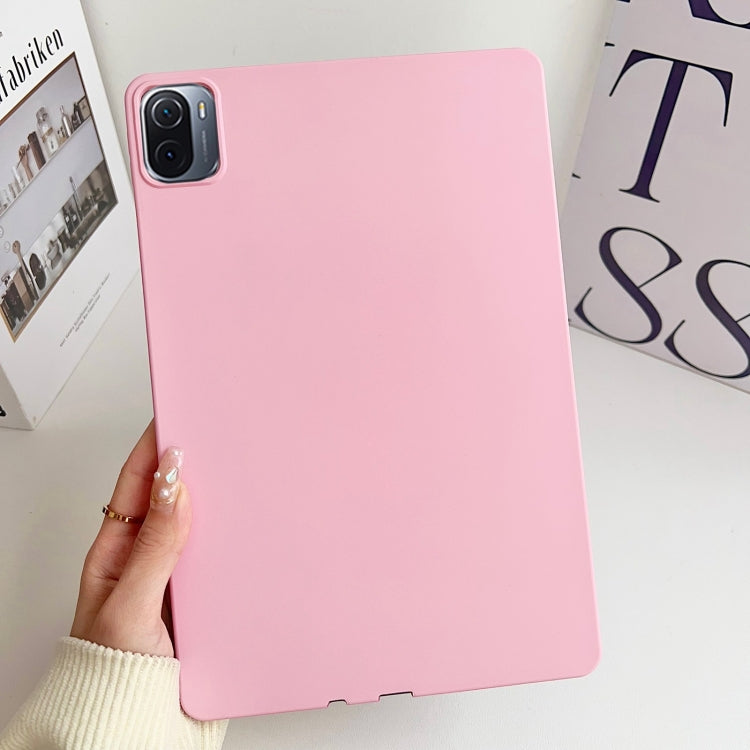 Pink tablet case with camera cutout and slim protective edges.