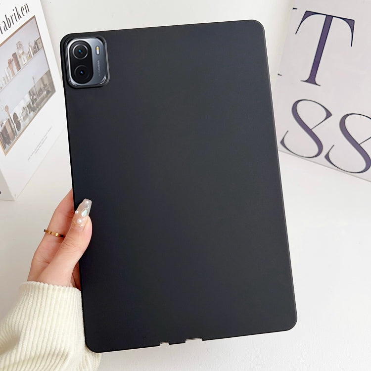 Black tablet case with camera cutout and slim protective edges.