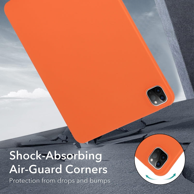 Orange tablet case with corner protection and dual camera opening.