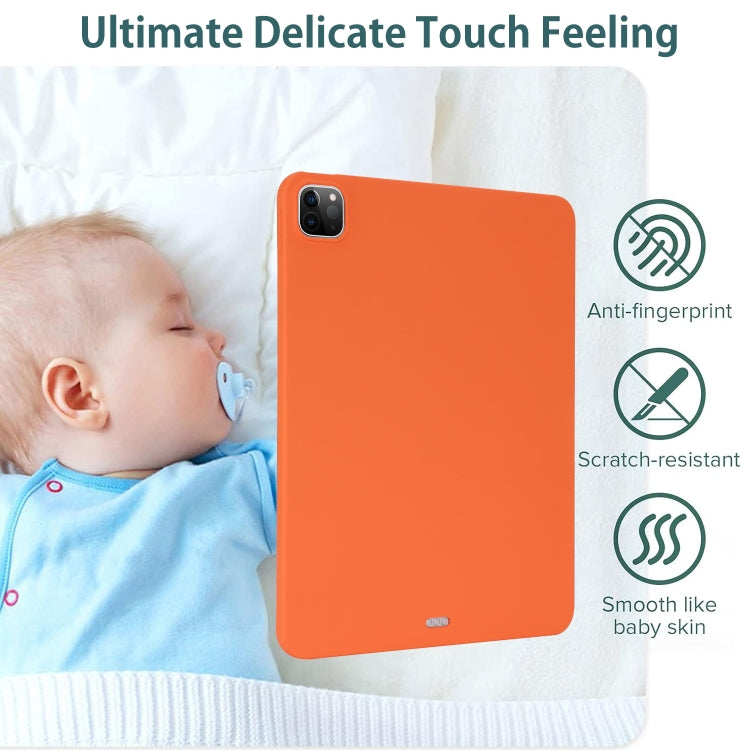 Orange TPU tablet case with camera cutout and scratch-resistant finish.