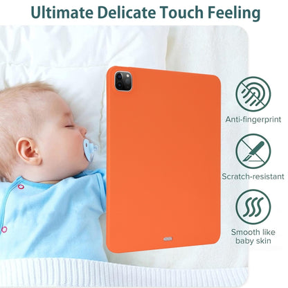 Orange TPU tablet case with camera cutout and scratch-resistant finish.