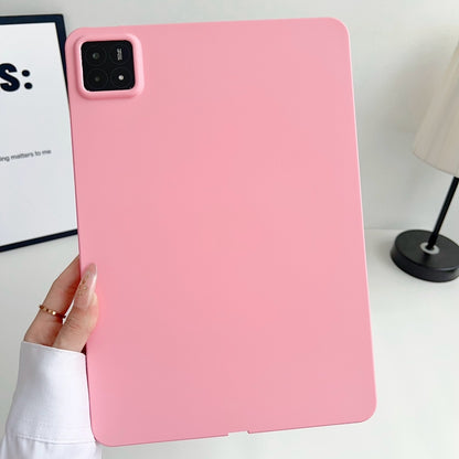 Pink TPU tablet case with camera cutout and smooth back surface.