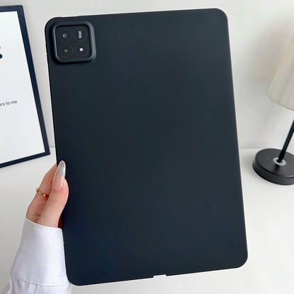 Black TPU tablet case with camera cutout and smooth matte back.