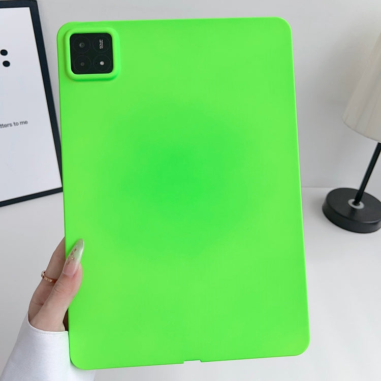 Fluorescent green TPU tablet case with cutout for rear camera and access ports