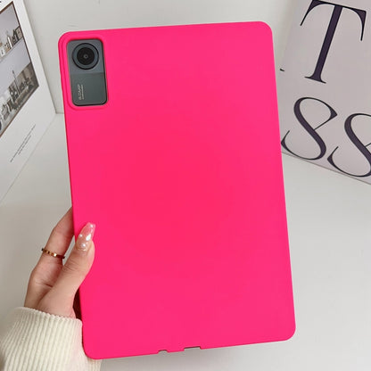 Bright pink TPU tablet case with cutout for rear camera and access ports