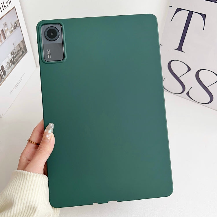 Deep green TPU tablet case with cutout for rear camera and access ports
