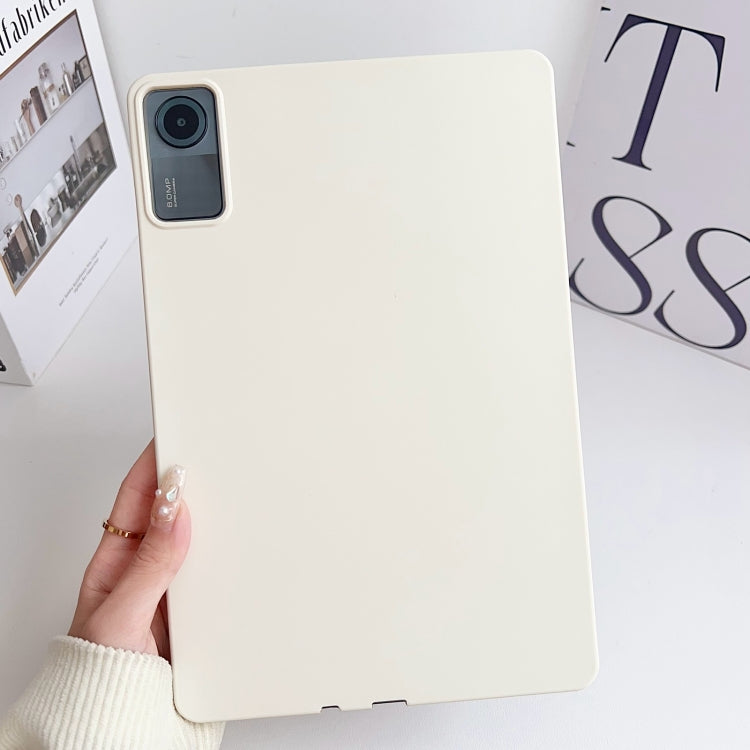 Light milk white TPU tablet case with camera cutout for a flat tablet back