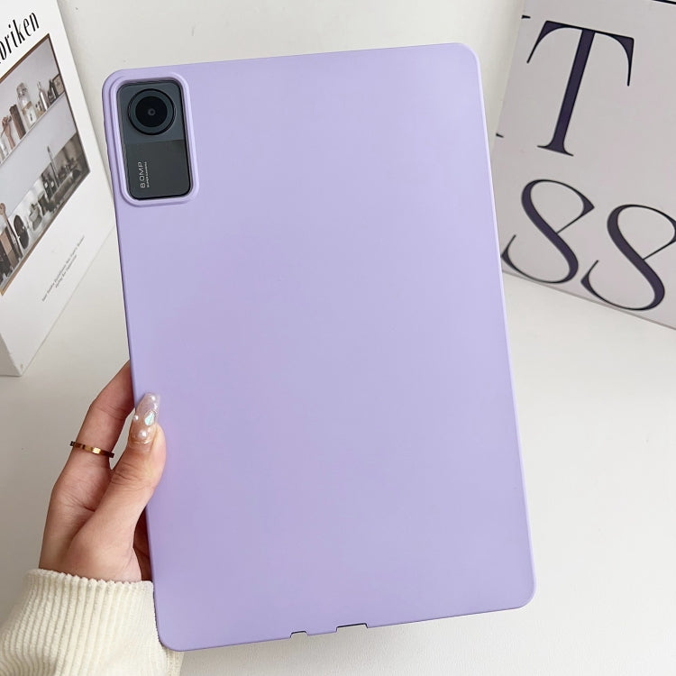 Light purple TPU tablet case with camera cutout for a flat tablet back