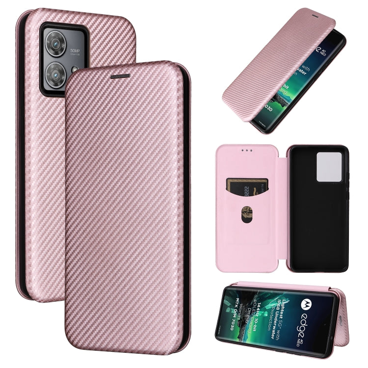 Carbon Fiber Texture Flip Leather Phone Case, For Motorola Edge 40 Neo