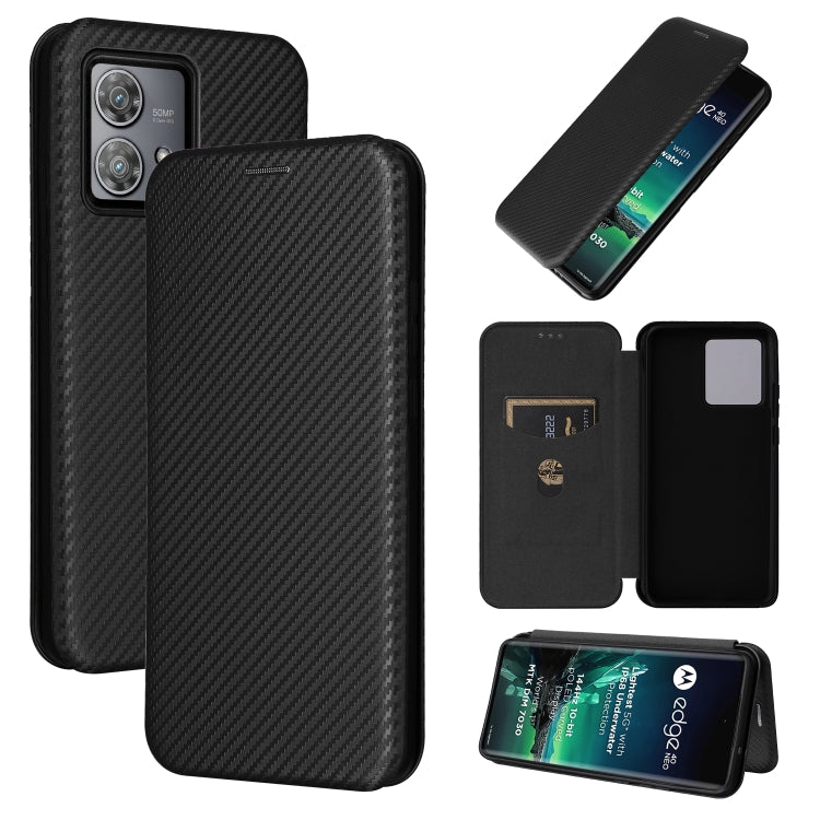 Carbon Fiber Texture Flip Leather Phone Case, For Motorola Edge 40 Neo