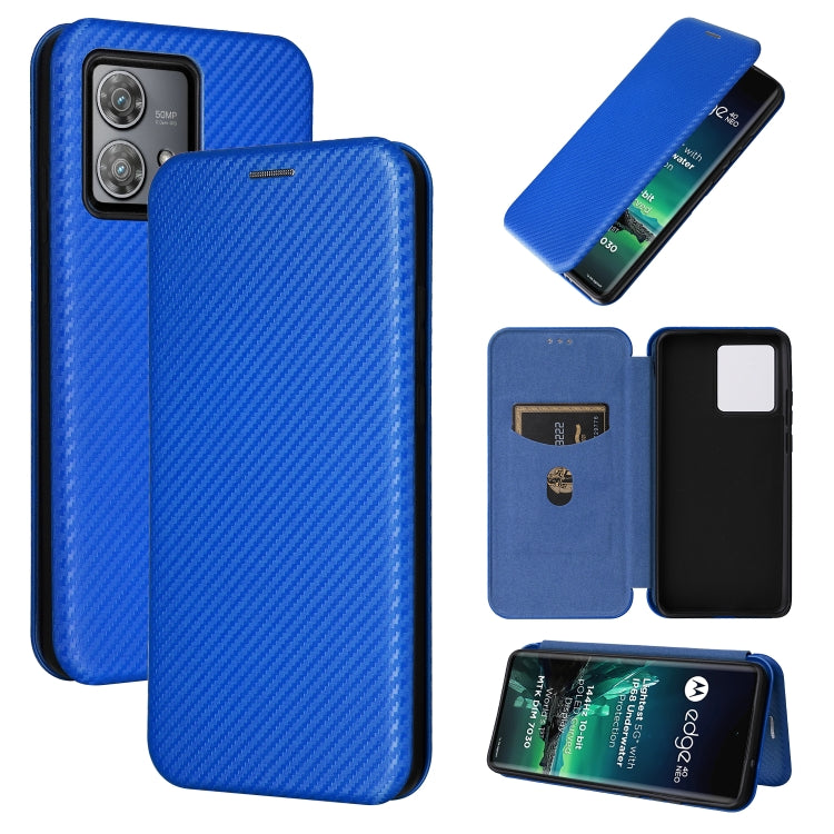 Carbon Fiber Texture Flip Leather Phone Case, For Motorola Edge 40 Neo