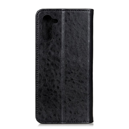 Magnetic flip leather phone case for OnePlus Nord, black back with camera cutout