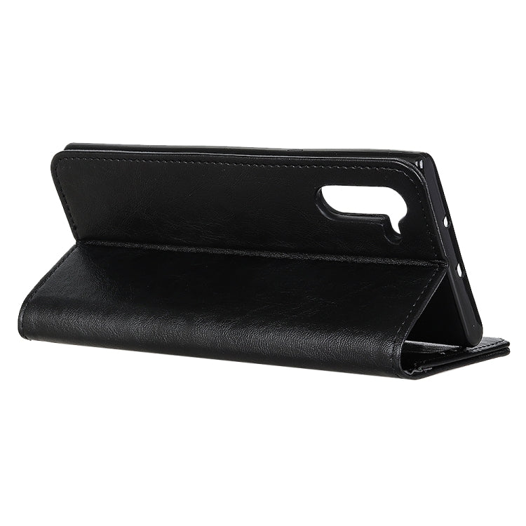 Magnetic flip leather phone case for OnePlus Nord, black folio with side cutout