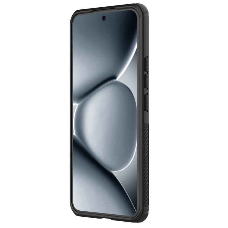 Dark phone case showing front-edge protection with textured side grip